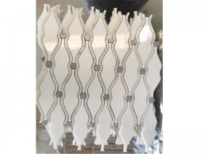 Customized Water Jet White Wavy Arabesque Marble Wall Mosaic Tile