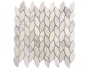 Nyeupe Asili Stone Mosaic Ukuta Tiles Jani Pattern Backsplash