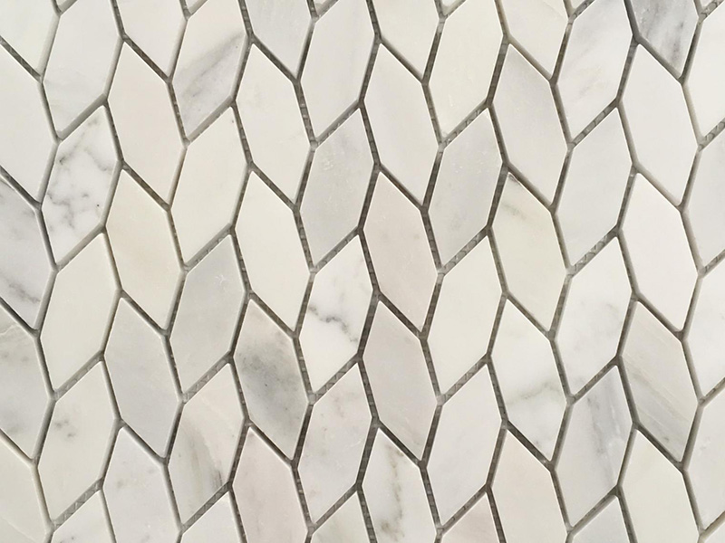Vato voajanahary Fotsy Mosaika Rindrina Tiles Leaf Pattern Backsplash