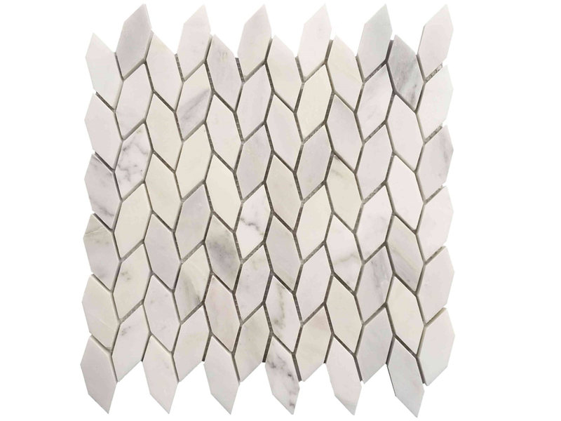 White Natural Stone Mosaic Wall Tiles Leaf Pattern Backsplash