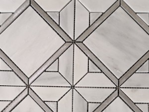 Diamantni mozaiki iz nerjavečega jekla v obliki belih kvadratnih mozaičnih ploščic