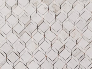 Wholesale White Rhombus Backsplash 3D Marble Mosaic Tile