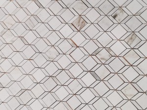 Bultuhang White Rhombus Backsplash 3D Marble Mosaic Tile