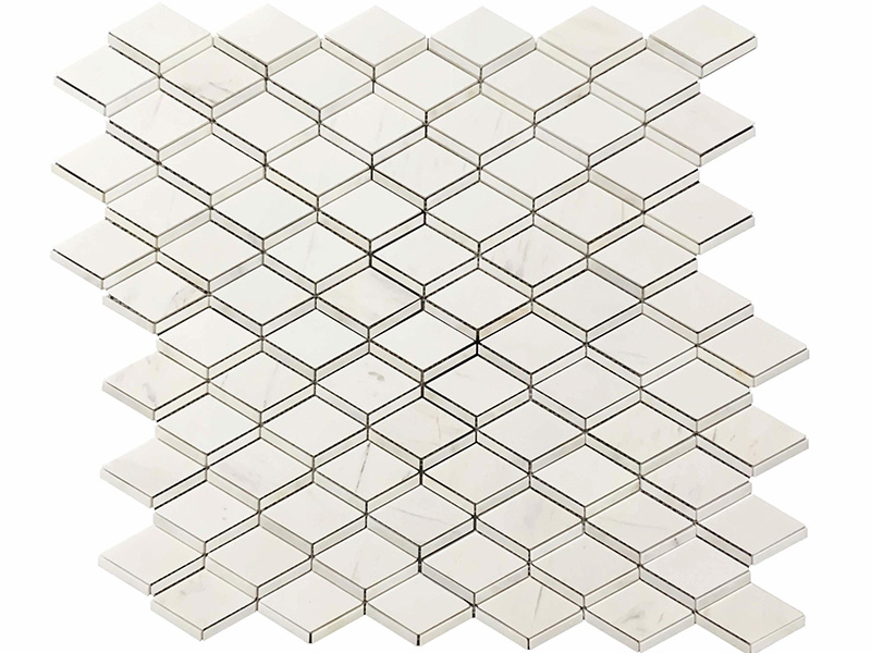 Varotra-3D-Diamond-Mosaic-White-Rhombus-Marble-Tile-(8)