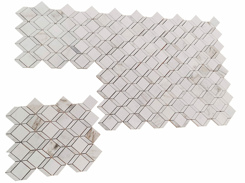 Jumlo-3D-Diamond-Mosaic-White-Rhombus-Marble-Tile-(9)