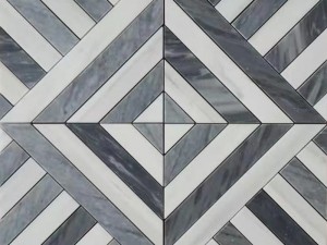 Cyfanwerthu 3d Marble Tile Grey A Gwyn Mosaig Diamond Backsplash
