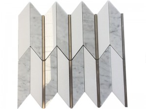 Wholesale Carrara White Mosaic With Brass Inlay Marble Tile Supplier