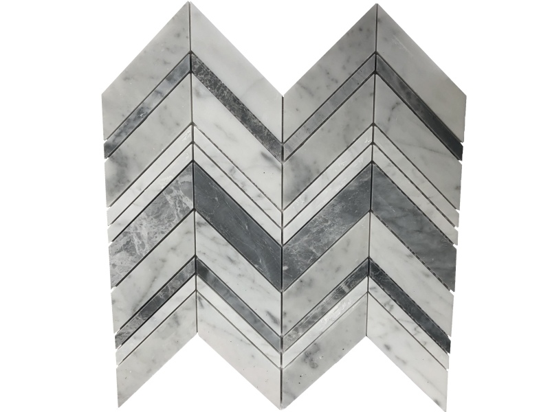 Nagykereskedelmi Kiváló minőségű Chevron márvány mozaik csempe padlóhoz (3)