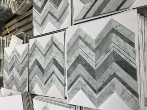 Azulejo de mosaico de mármol Chevron de alta calidad al por mayor para pared/suelo