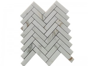 Մեծածախ իտալական Calacatta Herringbone Marble Mosaic Tile Company