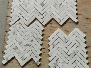 Bejgħ bl-ingrossa Taljan Calacatta Herringbone Marble Mosaic Tile Company