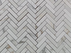 Մեծածախ իտալական Calacatta Herringbone Marble Mosaic Tile Company (6)