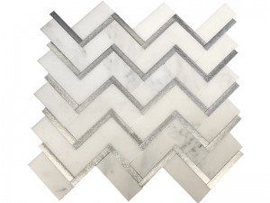 Wholesale Metal Inlay Marble Herringbone Mosaic Tile For Wall