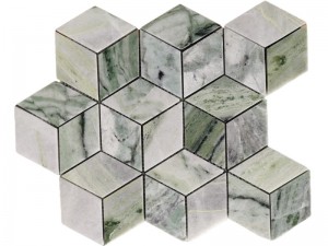 Prix ​​de gros 3D Cube Tile Backsplash carreaux de mosaïque en marbre vert