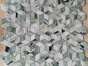 Wholesale Priis 3D Cube Tile Backsplash Green Marble Mosaic Tile