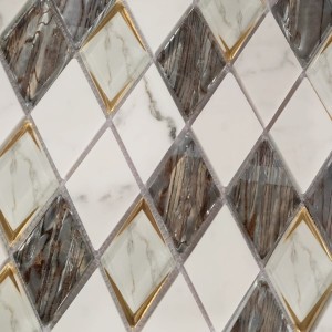 pllakë mozaiku prej guri me zbukurim xhami diamanti