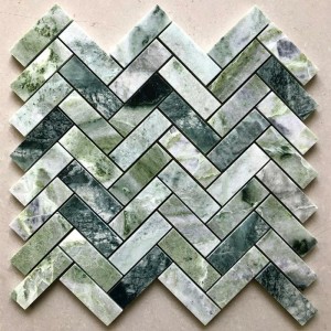 zöld márvány mozaik csempe és mozaik golyókkal