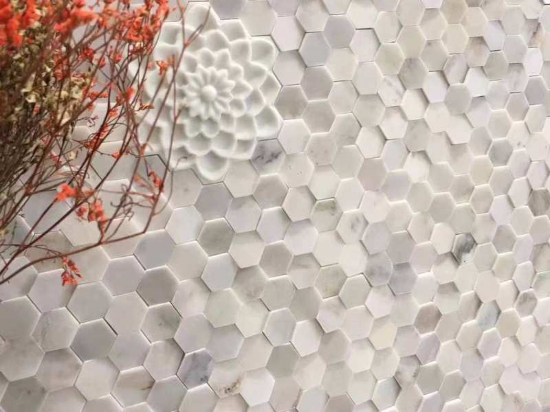 hexagon mosaic nga tile nga bato alang sa dekorasyon sa dingding