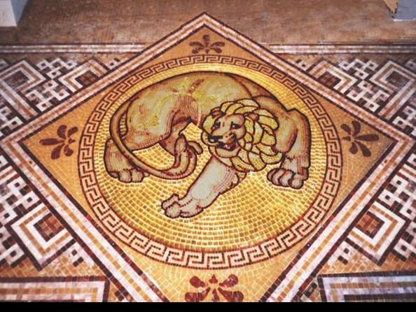 ubin mosaik marmer alam teka-teki batu mosaik Romawi