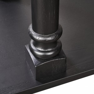 שולחן קונסולה מלבן סטנדרטי מעץ אפר שחור מט עם 2- מגירות