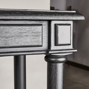 שולחן קונסולה מלבן סטנדרטי מעץ אפר שחור מט עם 2- מגירות