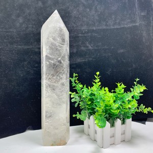 Kamere isanzwe ya Obelisk Crystal Wand Healing Amabuye Clear Quartz umunara