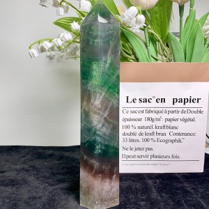 Varinha de Cristal Arco-Íris Natural Obelisco Curativo Pontos de Cristal Fluorita