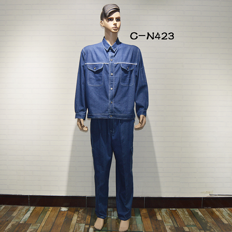 Wear-resistant denim industrial safety clothing spring and autumn industrial uniforms