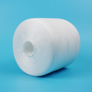 100% yigirilgan polyester tikuv ipi yarim xira xom oq 42/2 42/3