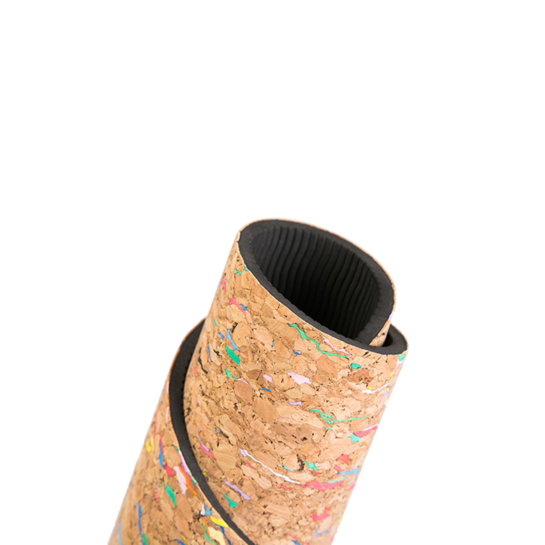 Rouleau de tapis de yoga en TPE non toxique, double couche en liège en bois de 5mm, antidérapant, vente en gros