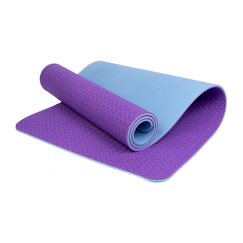 Yüksək sıxlıqlı fitness topdansatış təbii xüsusi loqo ikiqat qatlı təmiz tpe yoga mat