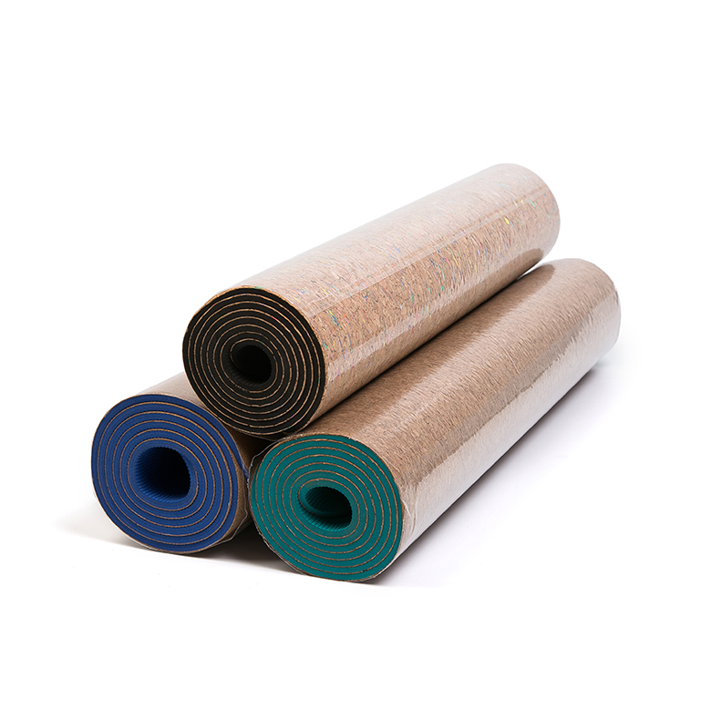 Nangungunang kalidad nontoxic eco friendly skidproof cork rubber fitness yoga mat na may double layer