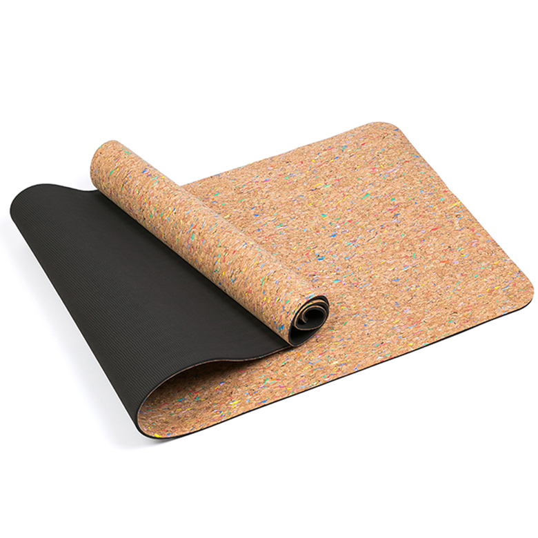 Складний двосторонній килимок для йоги з товстого нековзкого пробкового поліетилену, який легко миється