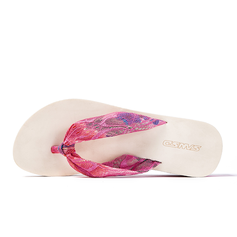 Мода на висшата мода 2020 удобни неплъзгащи се розови дантелени широки презрамки сандали на танкетка летни плажни чехли джапанки