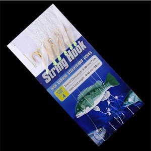 WH-H043 8-19# Sabiki Fishing Rigs Feather Hooks 6 pezzi Verde