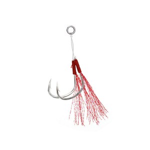 WH-H064 High CarbonSteel Metal Jig Assist Double Hook With Tinsel 2/0 5/0 Barbed Hooks