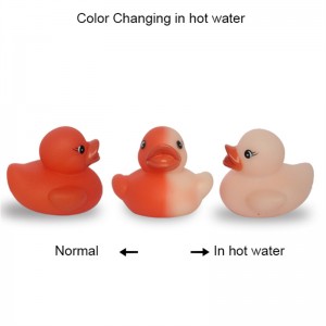 Bath Toy ສີ-ປ່ຽນຢາງ Squeak Duck ຂອງຫຼິ້ນເດັກນ້ອຍ