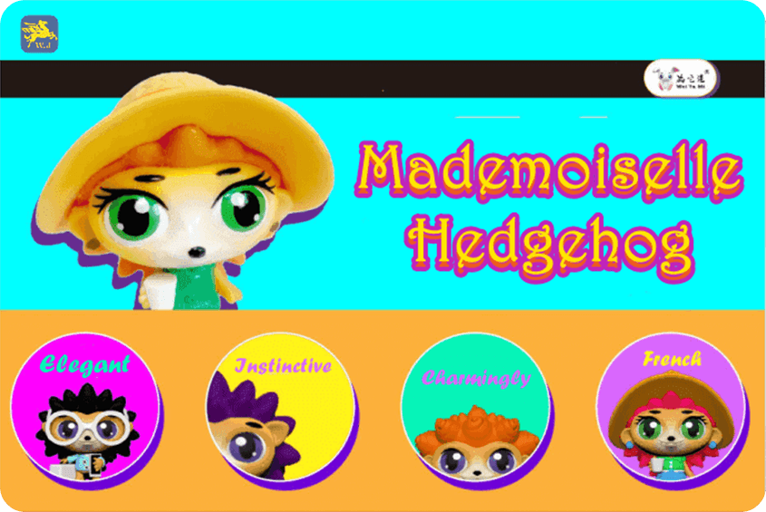 Conjunto de estatuetas 3D Mademoiselle Hedgehog, algo francês