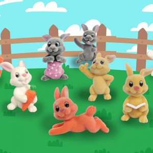 එකතු කිරීම සඳහා Flocked Kawaii Rabbit Toys සමග Mini Plastic PVC