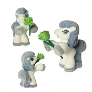 Mini Pony Toy for Kids Flocked Pony Figure with A Rose