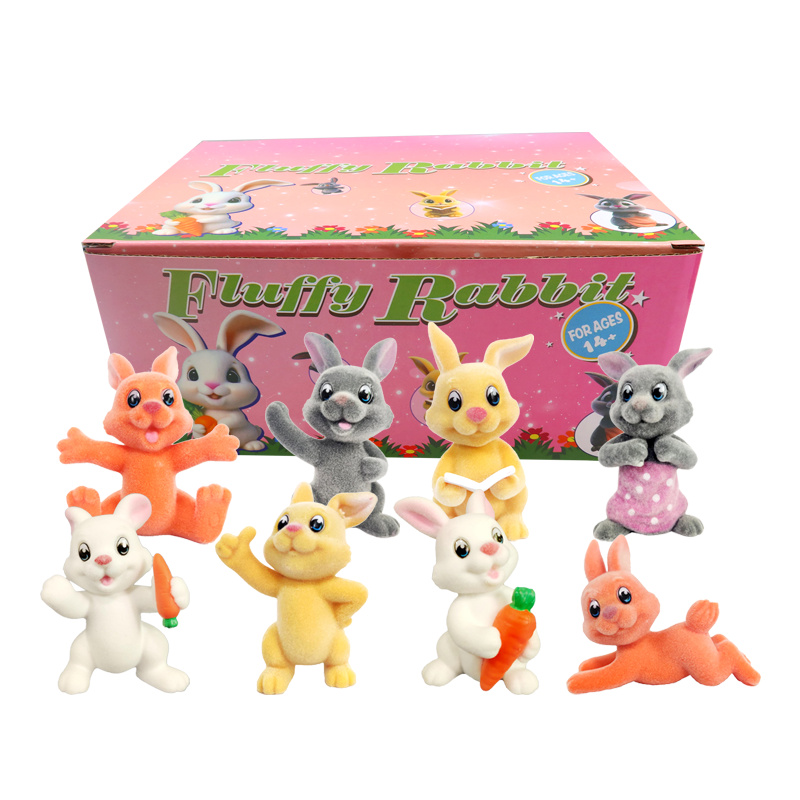 WJ7102 Plastic Fuzzy Rabbit-versameling verras oulike speelgoed