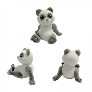 WJ0041 Mini 3D Khoom Ua Si - Flocking Panda Uas Nyiam Noj Xyoob