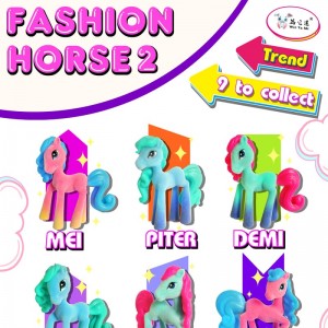 WJ2503 Lodër Eko me ngjyra dhe elegante Rainbow Pony për fëmijë