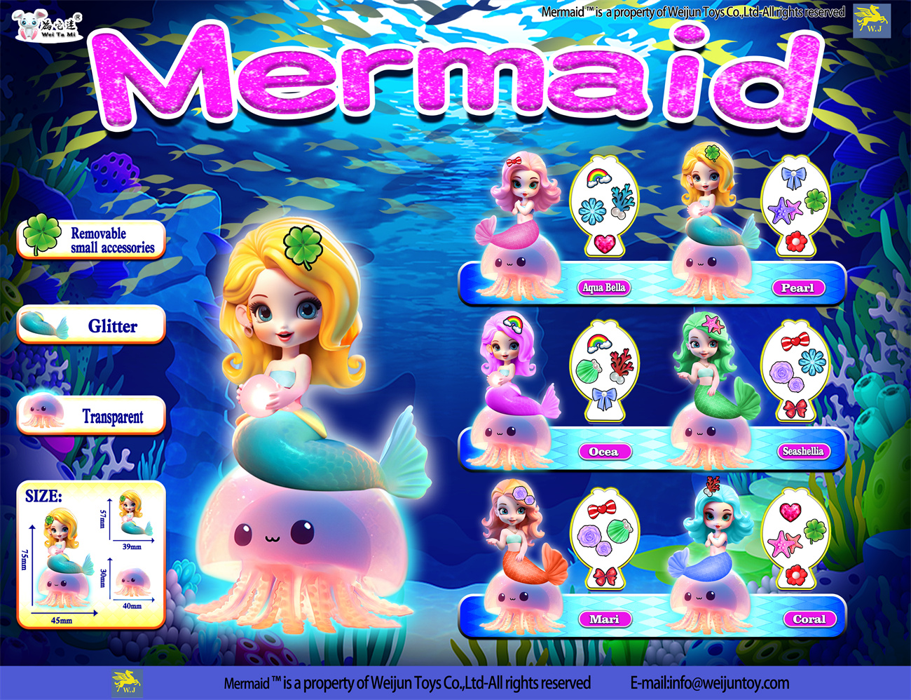 Eco-Friendly Plastic Mermaid Doll na May Accessory Set