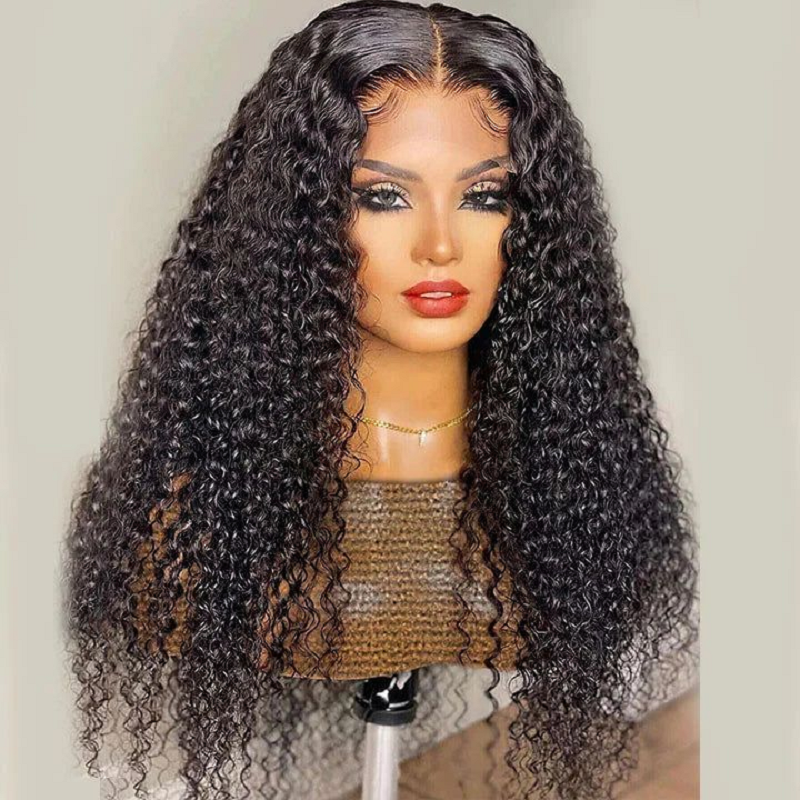 Hot Sale Διαφανές δαντέλα μετωπικό κλείσιμο Kinky σγουρή περούκα Ανθρώπινα μαλλιά