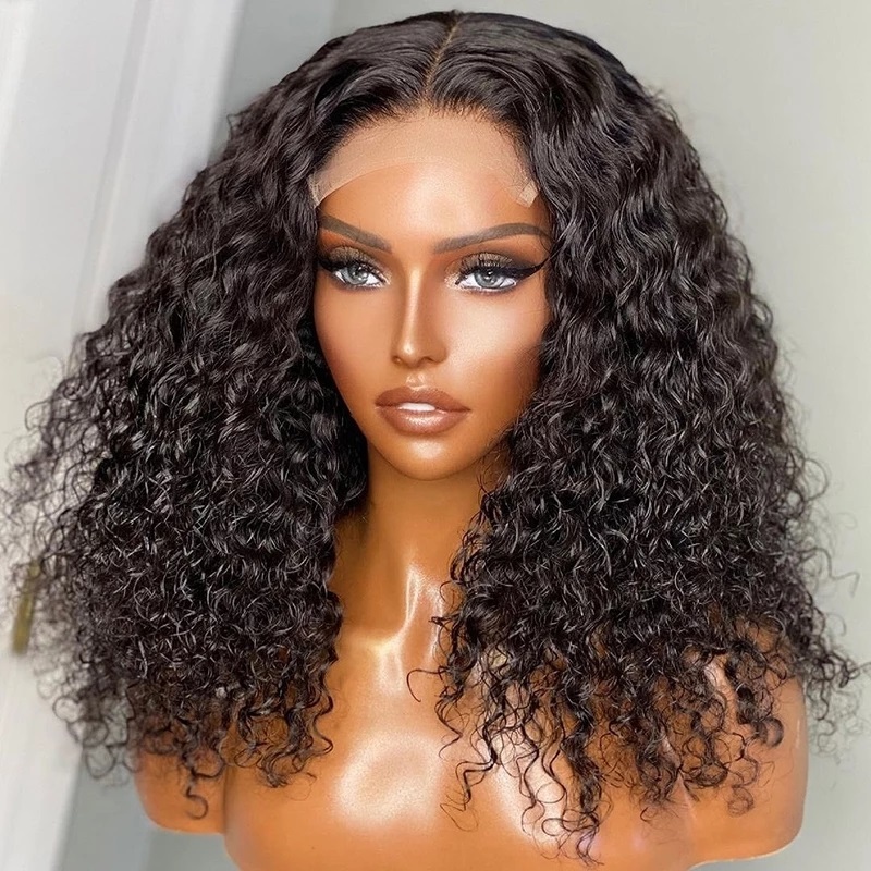 8-Zoll-peruanisches Echthaar Lace Front Closure Short Bob Curly Wig Featured Image