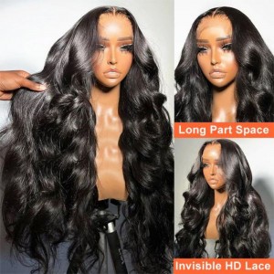 13X6 Body Wave Lace Front Wig ຜົມຂອງມະນຸດສໍາລັບແມ່ຍິງສີດໍາ