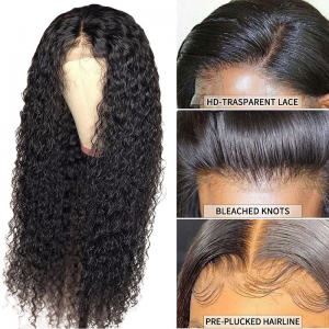 Parrucca di capelli umani ricci crespi vergini grezzi 4 × 4 5 × 5 parrucche con chiusura in pizzo HD