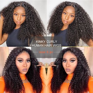 Kinky Curly Wear And Go Glueless 13X4 Pre-Cut HD Lace Front Wig