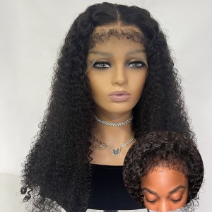 Afro Kinky Edges Hairline менен 13X4 шнурках алдыңкы парик